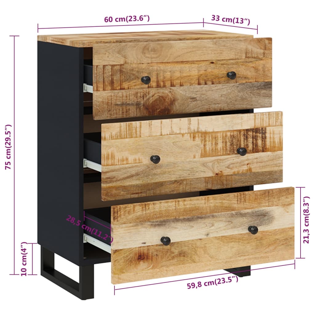Sideboard 60x33x75 cm Solid Mango Wood