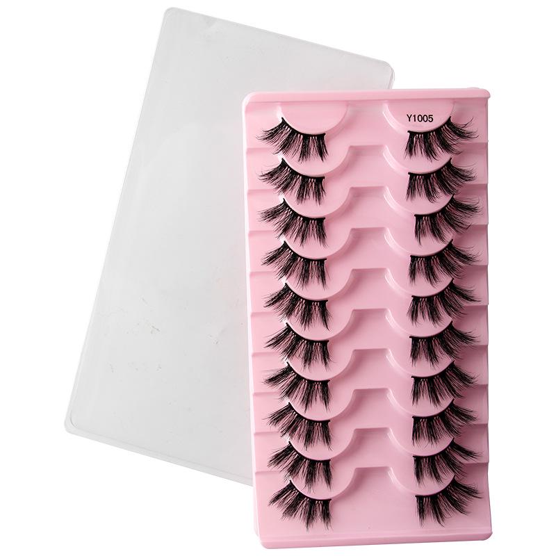 10-Pair Pack of Faux Mink Thick Half-Eye False Eyelashes