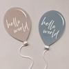 Hello World Balloon Acrylic Baby Monthly Cards Journey Milestone Newborn Photo Prop Birth Announcement Sign Baby Keepsake
