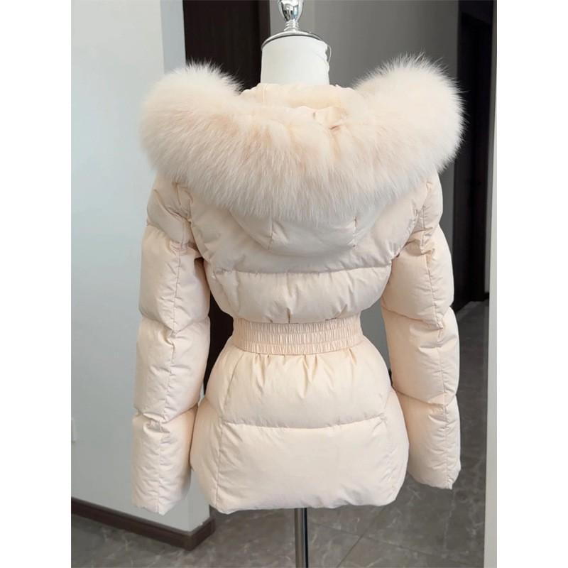 2026 Womens Short Down Jacket With Hood Faux Fur Trim Slim Fit Winter Warm Coat