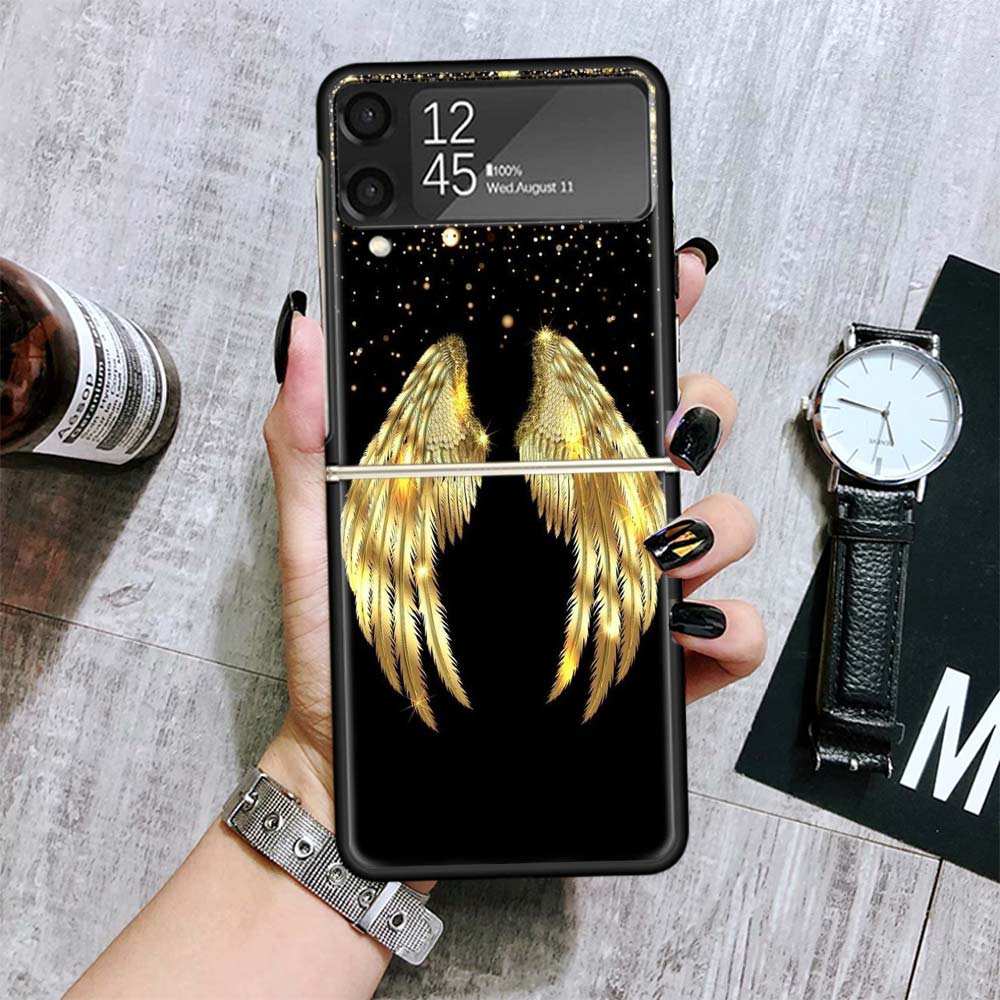 Angel Wings Feather Cases For Samsung Galaxy Z Flip 4 5 6 7 3 Z Flip7 Flip6 Flip4 Flip5 Flip3 5G Hard Shockproof Fundas Cover Ga