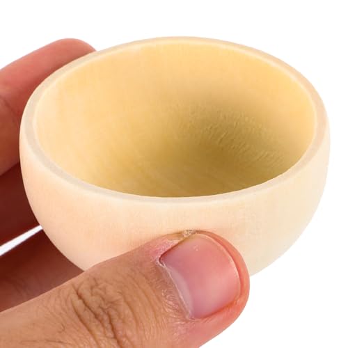STOBOK Set of 5 Wooden Mini Bowls, 2.2" x 1.2", Unpainted, Smooth Surface for Handmade Crafts, Perfect for Kids' Painting and DIY