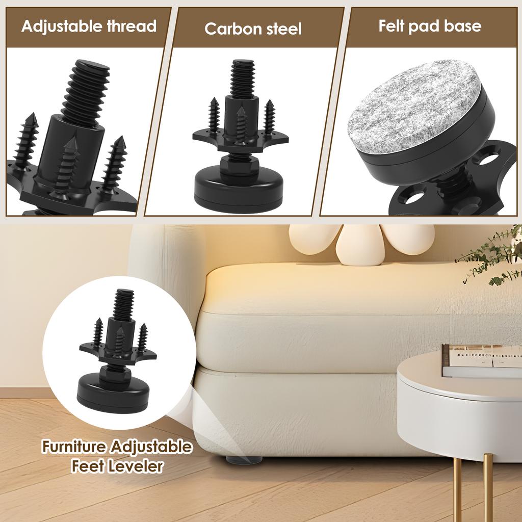 8/4PCS Furniture Leg Leveling Feet Table Chair Leg Levelers Adjustable Height Can Withstand 1320 Lbs for Cabinets Sofa Desks