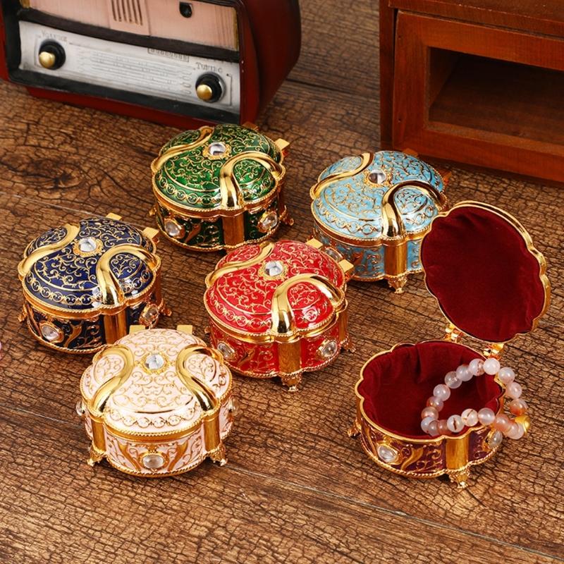 Decorative Enameled Metal Keepsakes Container For Home Office Organization Artistic Display Case Desk Organiser