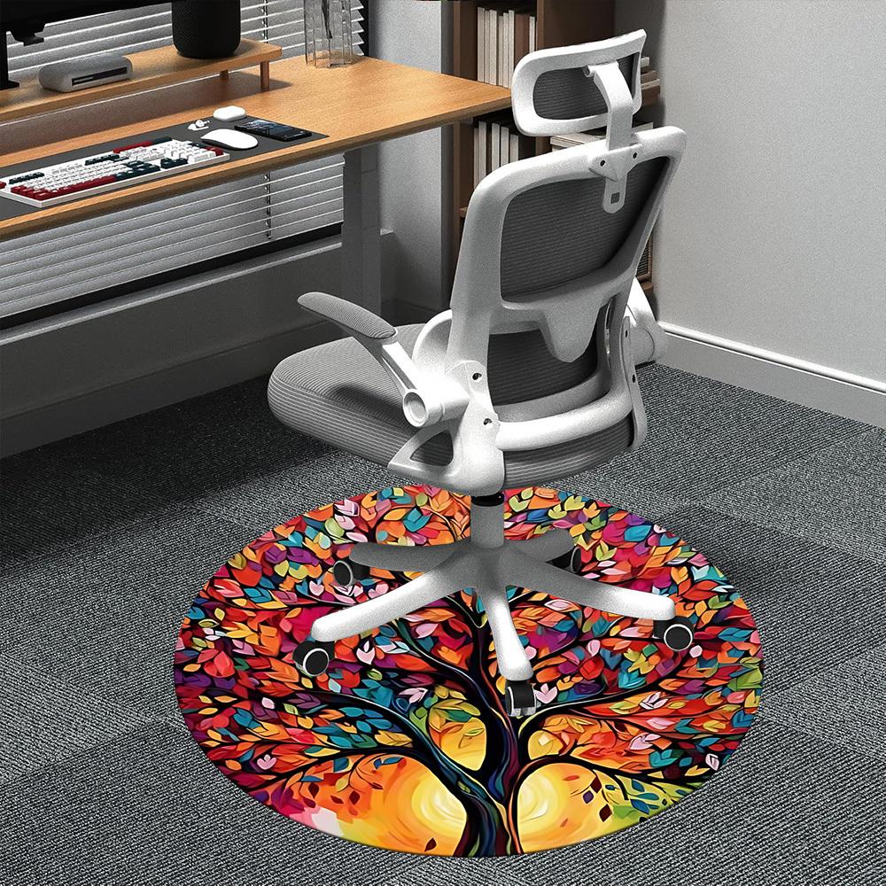 

1pc Autumn Leaves Office Round Area Rug, Indoor Mat Suitable ForOffice, Under Office Chairs Bedroom Living Room Home Decor, D129 80cm by 80cm