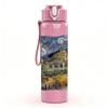 1PC Starry Night Van Gogh Classic Art Print 750ml Color Plastic Sports Water Bottle Leakproof Flip Straw Lid Suitable for Sports Office Home Use