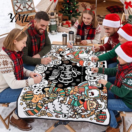 Christmas DIY Coloring Blanket for Kids Adults, Color Your Own Throw Blanket, 39.4" x Educational Drawing Toys Toddlers 55.1" with 24 Markers,