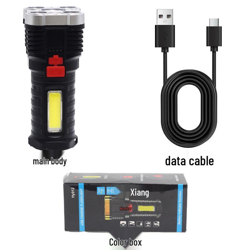 5-LED High-Brightness Long-Range Flashlight: Durable Battery Life for Camping and Patrol