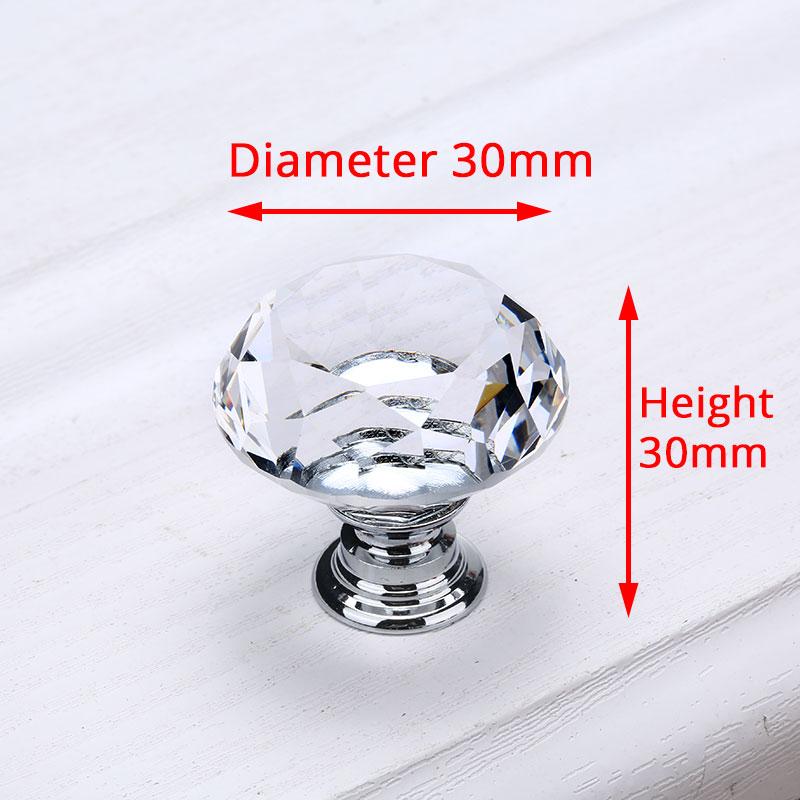 KAK 30mm Diamond Shape Crystal Glass Knobs and Handles Dresser Drawer Knobs Kitchen Cabinet Handles Furniture Handle Hardware