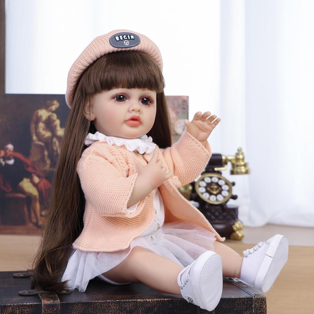 KEIUMI Reborn Girl Doll Full Silicone Vinyl 55 cm Realistic Newborn Babies Doll Kids Playmates Halloween Christmas Gift