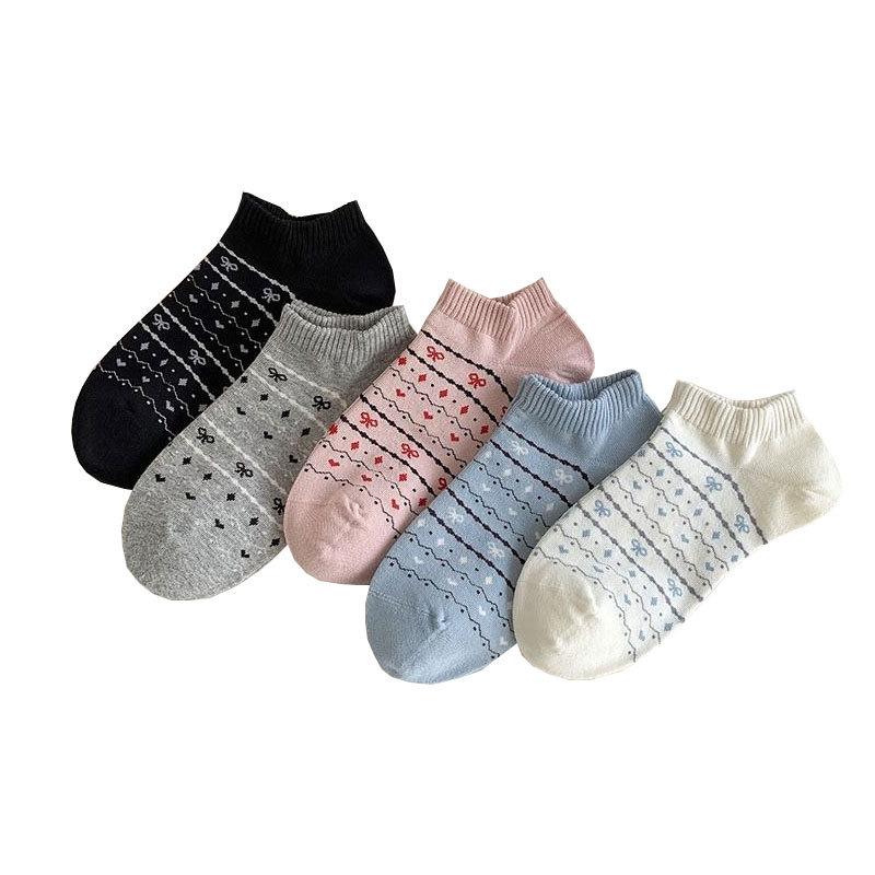 Floral Women's Spring & Summer Non-Slip Low-Cut Boat Socks – Thin, Breathable, Versatile Cotton