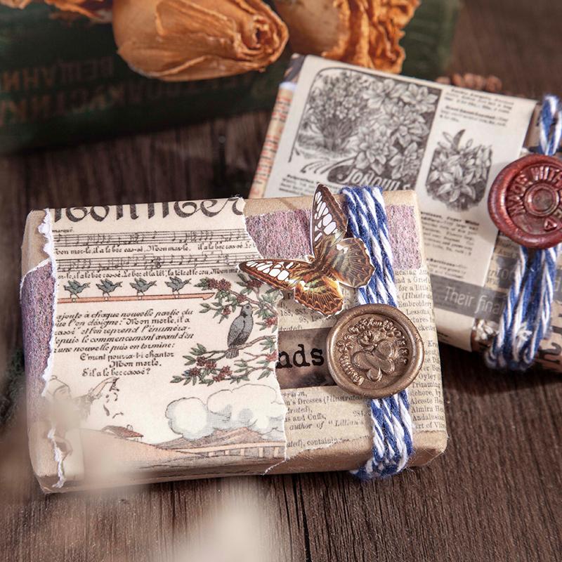 50pcs Vintage Plant Stickers Junk Journal Retro Newspaper Stamp Ticket Stickers Label DIY Diary Album Scrapbooking Material