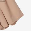 ZANZEA Damen Langarmbluse und Shorts Sommer Zweiteilige Anzugsets