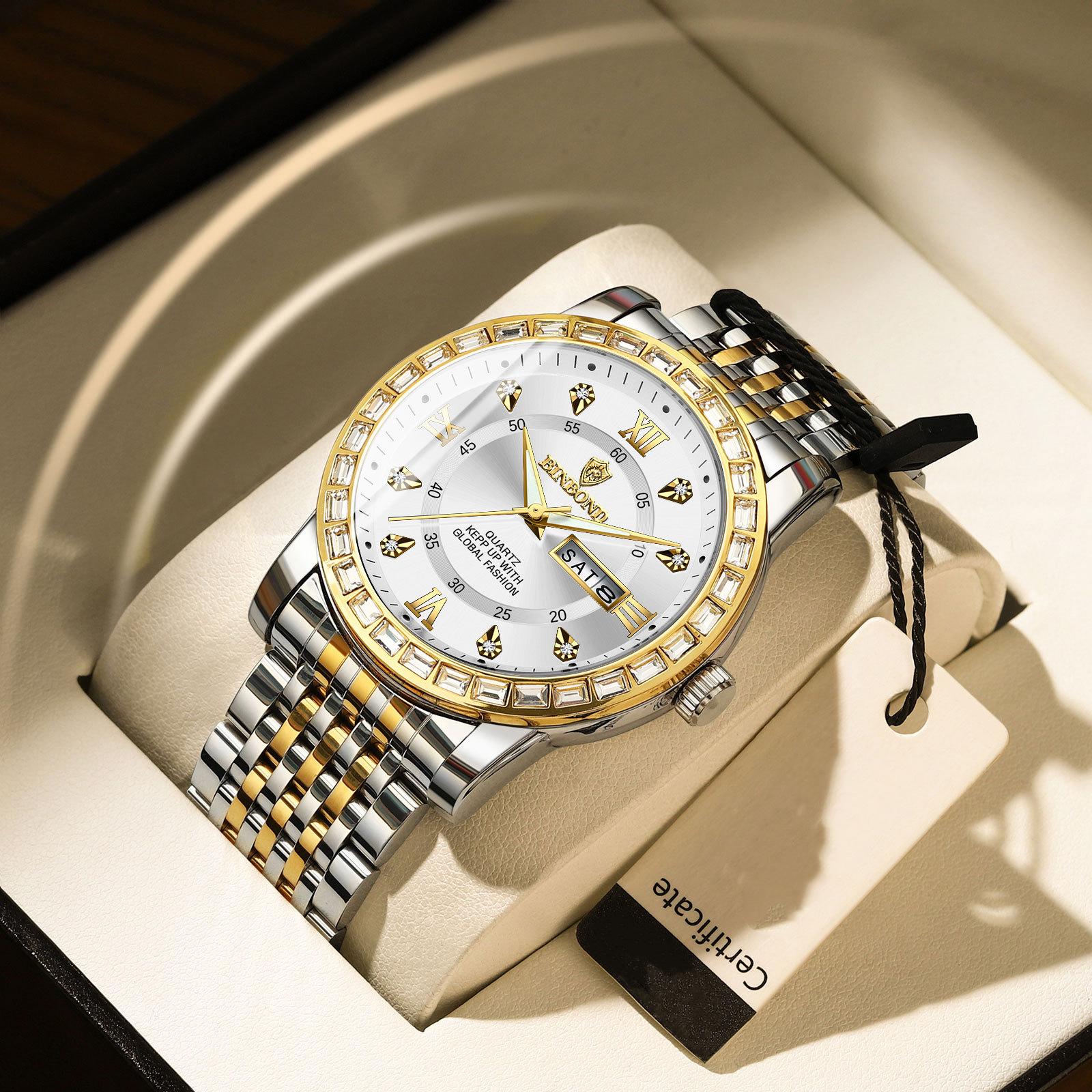 

Модні повсякденні чоловічі годинники з великим циферблатом, срібним календарем із нержавіючої сталі, тижневий кварцовий наручний годинник, класичний чоловічий годинник найкращого бренду