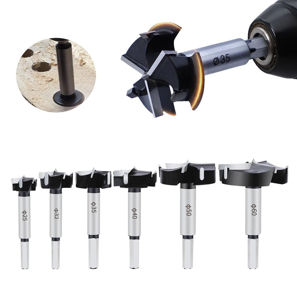 Uxcell Forstner Wood Boring Drill Bit 95mm Dia Hole Saw Carbide Tip Round Shank Tool - Blue