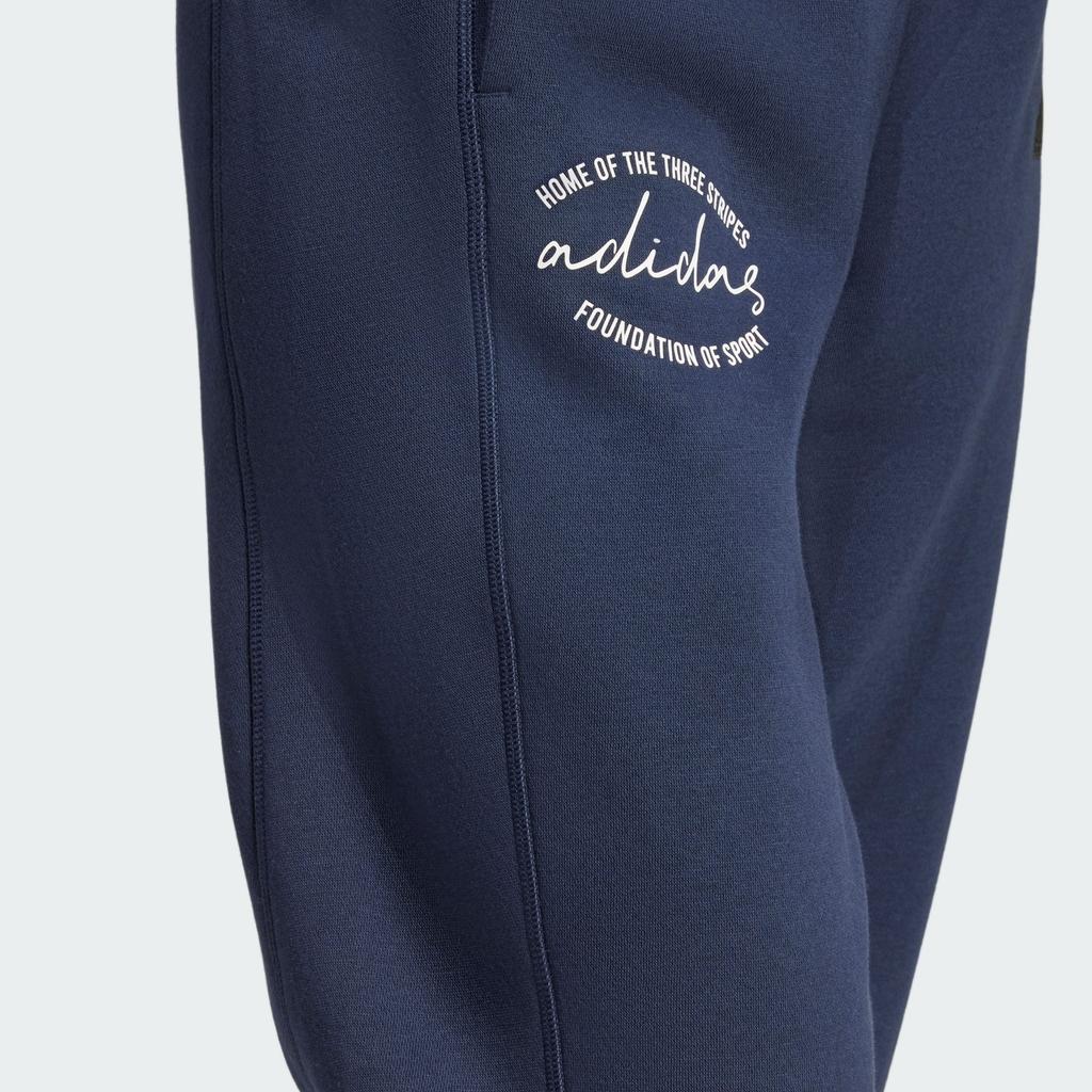 Adidas Signature Print Fleece Joggers Fashion Comfortable Loose Fit Knit Sports Pants Women Joggers Legendary-Ink-Blue IY1473