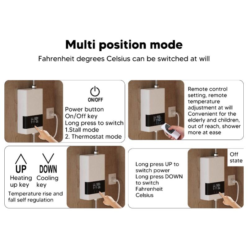 Home Kitchen Indoor Electric Water Heater With Remote Control Small Instantaneous Water Heater   4000w