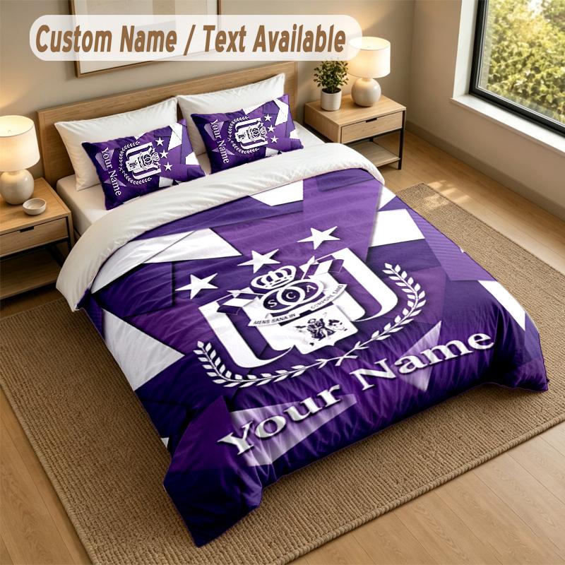 3Pcs Bedding Set Custom Name Text, 1 Sheet 2 Pillowcases Home Bed DecorAnderlecht FC