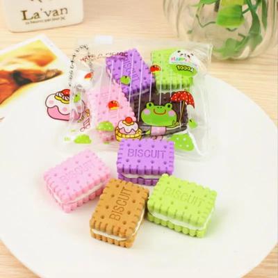 Gommes à biscuits colorées, 4 pièces, nouveauté créative mignonne, papeterie de bureau d'enseignement pour étudiants