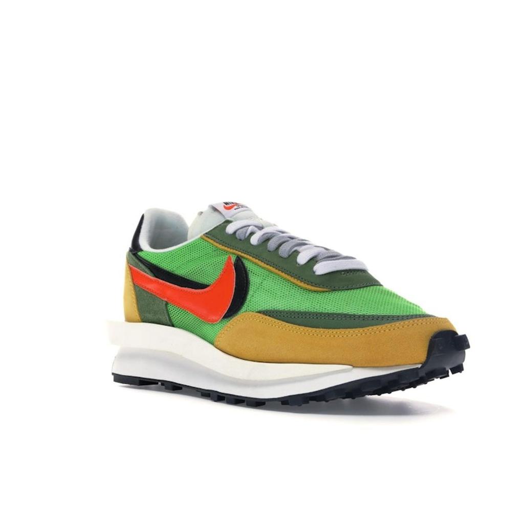 Zapatillas unisex sacai x Nike LDWaffle Green Gusto Negro-Varsity-Maíz-Naranja Seguridad BV0073-300
