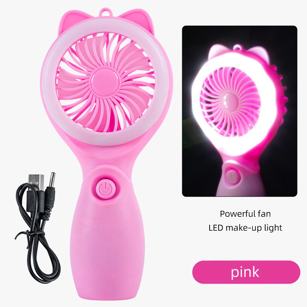 

Многофункциональный портативный вентилятор Fonken со светодиодной подсветкой для макияжа, USB-вентилятор для зарядки, мини-бесшумный стол, общежитие, офис, студенческие подарки розовый