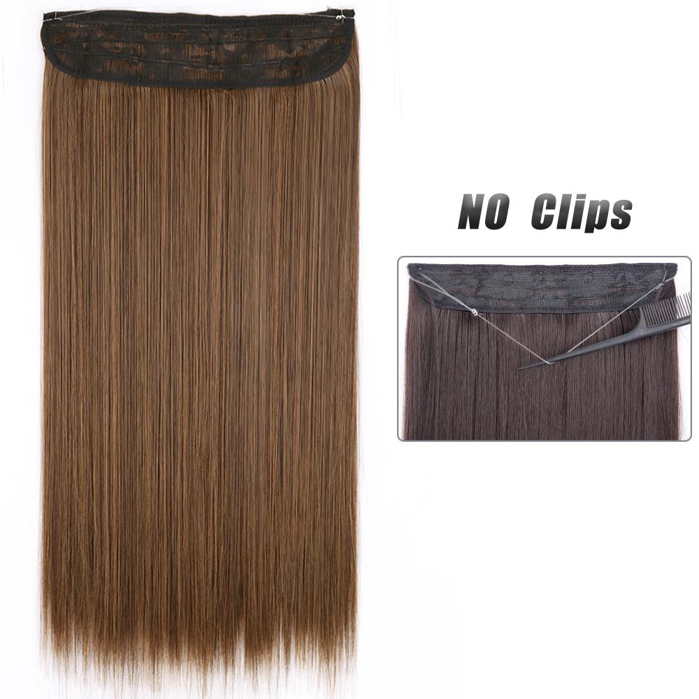 Women Fashion Long Straight Hair Extensions Synthetic Fiber Long Wavy Straight Invisible No Clips Hairpiece