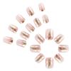 24Pcs Short Square Press on Nail Full Cover False Nail Glossy Gold French Tips Stick On Nail for Women and Girls