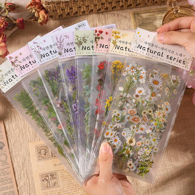 Waterproof Transparent Floral Stickers - Creative DIY Decorative Plant Stickers for Students