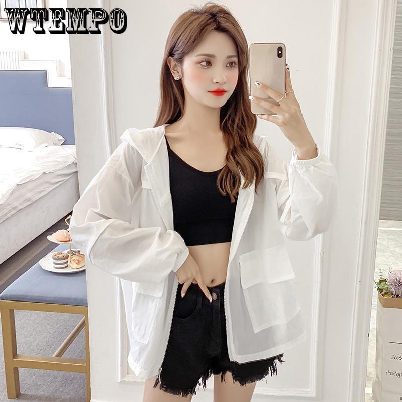 WTEMPO Sommer Damen Sonnenschutz Strickjacke dünne leichte karierte Jacke Chiffon Temperament atmungsaktiv locker langärmeligen bedruckten Sonnenschutz