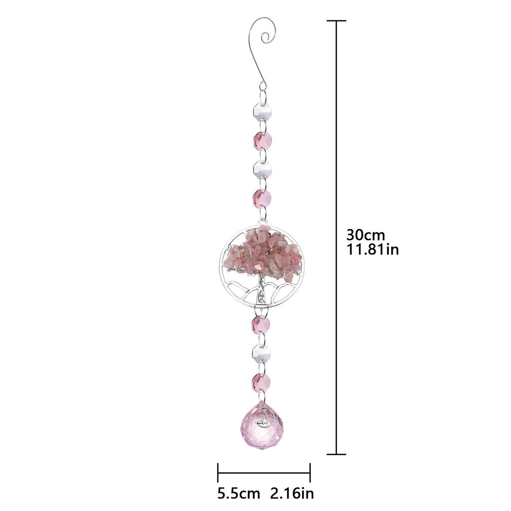 Tree of Life Crystal Suncatcher Hanging Catcher Pendants Wind Chimes Rainbow Prism Window Drop Bell Christmas Tree Home Decor