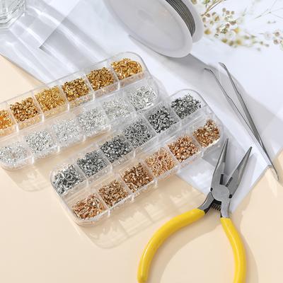 1203pcs Lobster Clasp Crimp Bead End Beads Tweezers Jewelry Plier Steel Wire Jewelry Kits for Bracelet DIY Jewelry Makings