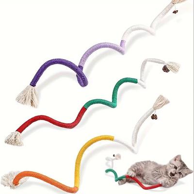 Kauspielzeug aus Baumwolle für Katzen zur Zahnreinigung, Katzenminzen-Seilspielzeug für Hauskatzen, Knabberübung, interaktives Katzenminzen-Beißspielzeug für