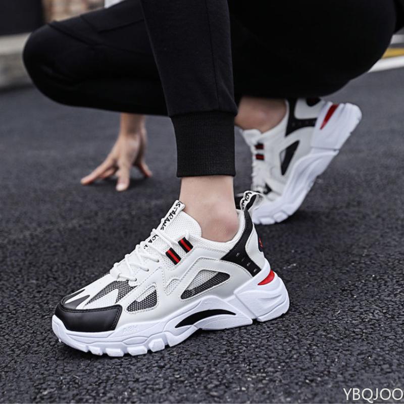New Men's Shoes Spring  Autumn Breathable Mesh Shoes Thick soled Height Increasing Shoes Men's Versatile Trendy Sports Shoes