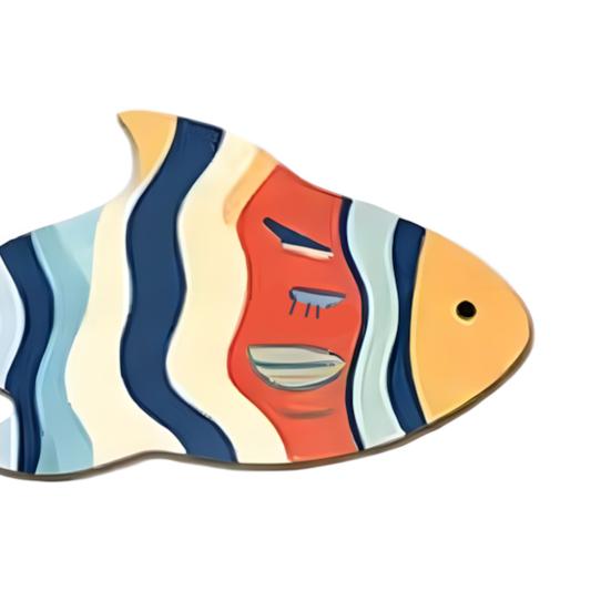 3 Pcs Vintage Beach Wooden Fish Wall Decor, Nautical School of Fish Coastal Wall Art, Summer Lake House Hanging Wall Sculpture