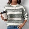 2026 Retro Style Loose Round Neck Double Stripe Long Sleeve Sweater for Women - Autumn/Winter Collection