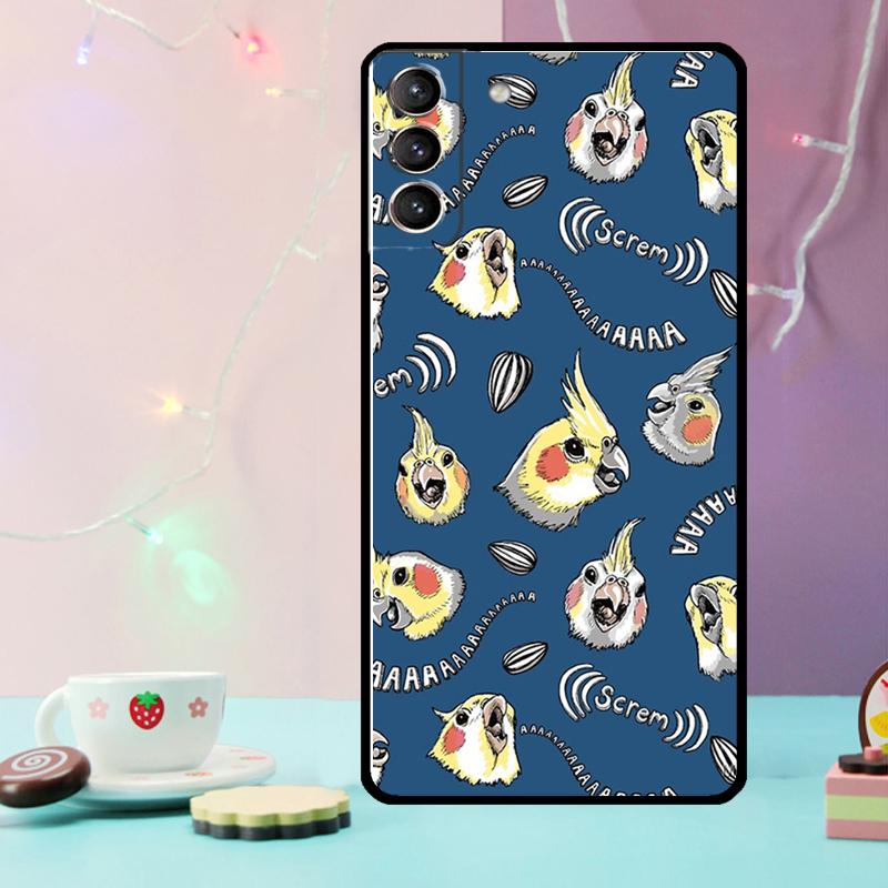 Cartoon Cockatiel Collage Phone Case For Samsung Galaxy S25 Ultra S20 S21 S22 S23 Plus S9 S10 S25 FE S24 Ultra Cover