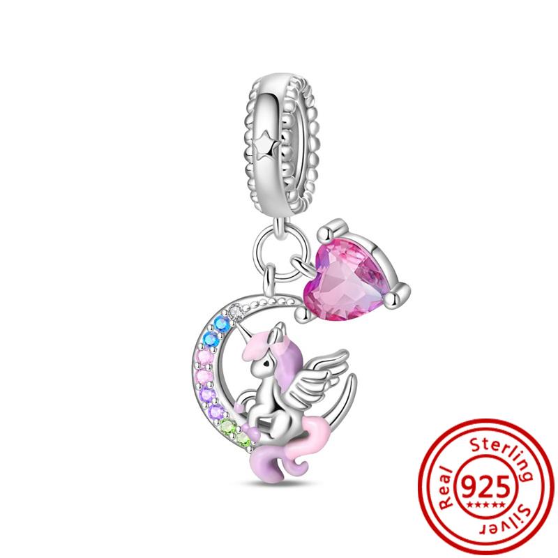 New 925 copper Original Pink Series Boy Love Girl Mom Unicorn Butterfly Infinite Heart Beads Fit Pantaro Charms Bracelet Zircon