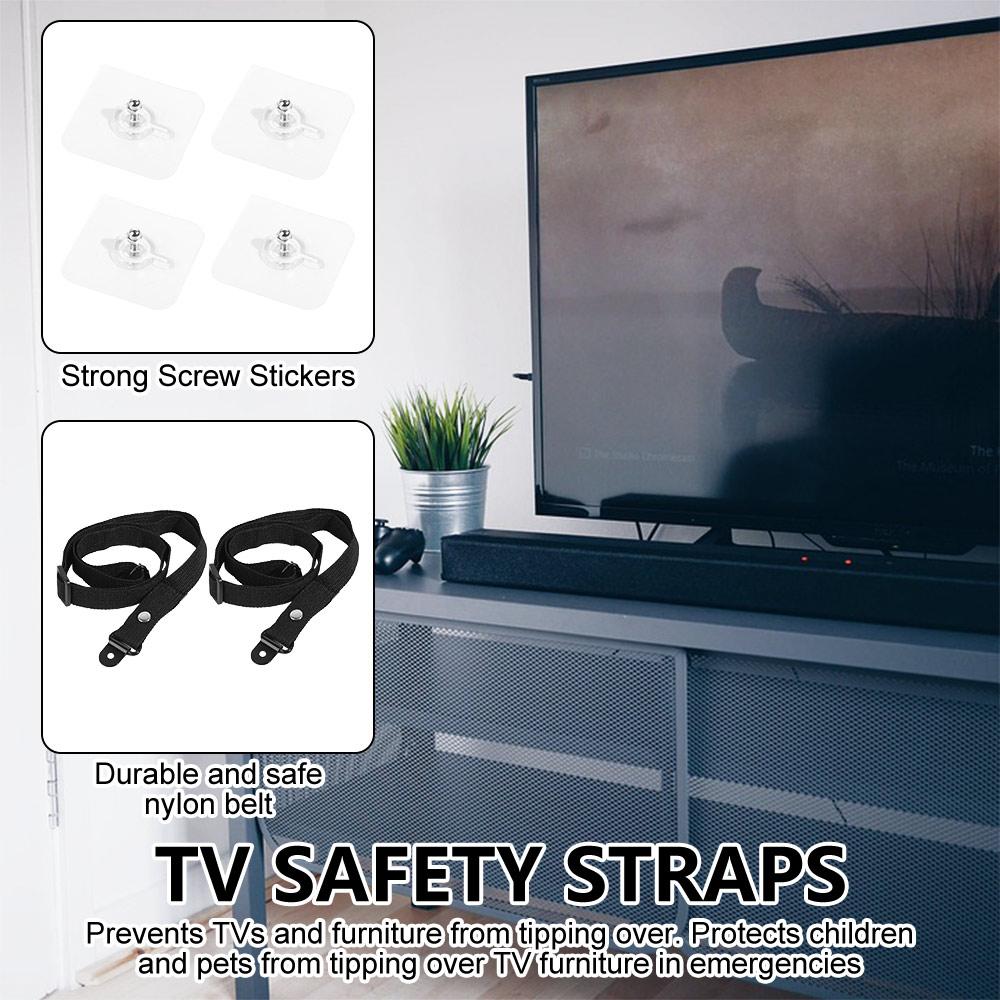 2Pcs Anti-Tip Furniture Mounting Strap Kit Durable TV Harness TV Safety Strap Set  for Baby Proofing