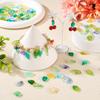 Pandahall 150Pcs Green Leaf Beads Transparent Glass Crystal Tree Leaves Pendants Tiny Green Leaf Bead Caps for DIY Spring Craft Earring Bracelet