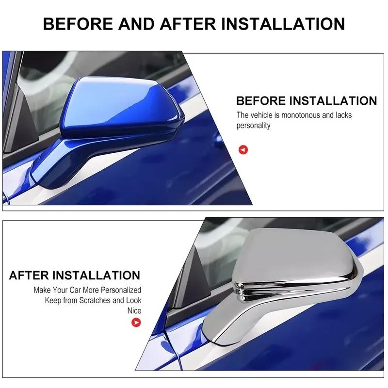 2X For Chevy Camaro SS RS ZL1 LT 2016- ABS Chrome Mirror Cover Car Rearview Side Wing Adhesive Cap Trim Exterior Accessories