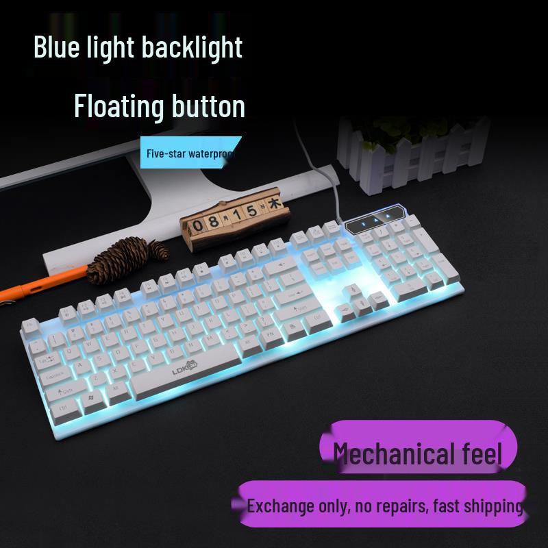 Backlit Wired Gaming Keyboard & Mouse Set with True Mechanical Feel and Suspended Keycaps