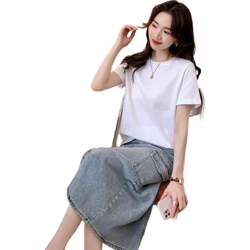 TonLion 2025 Women s Solid Color Casual Crew Neck Short Sleeve T-Shirt M