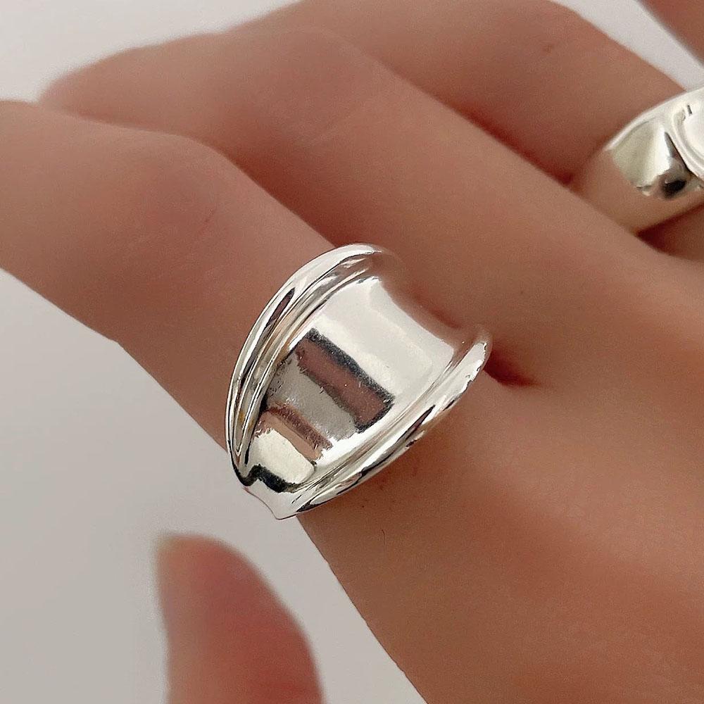 

925 Sterling Silver Rings For Women Geometric Fine Jewelry Finger Adjustable Simple Bump Ring For Party Birthday Gift resizable