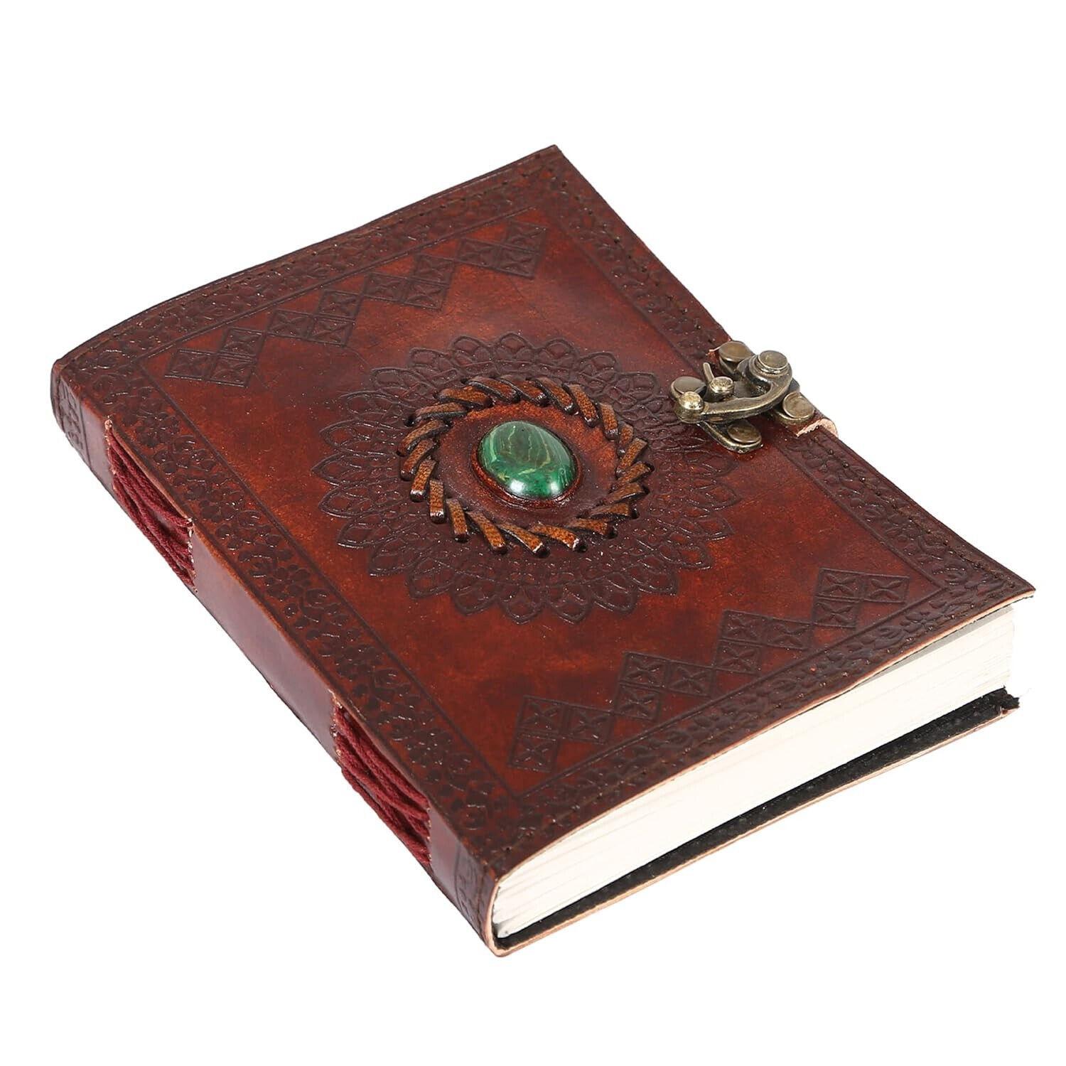 

@ Leather Journal Notebook Diary Green Stone 200 Pages Zr-2105-60%Off