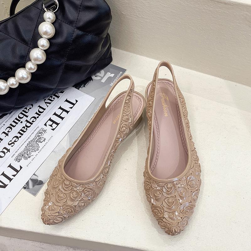 Yuzhihao Women s Floral Wedge Sandals with Pointed Toe & Back Strap 36