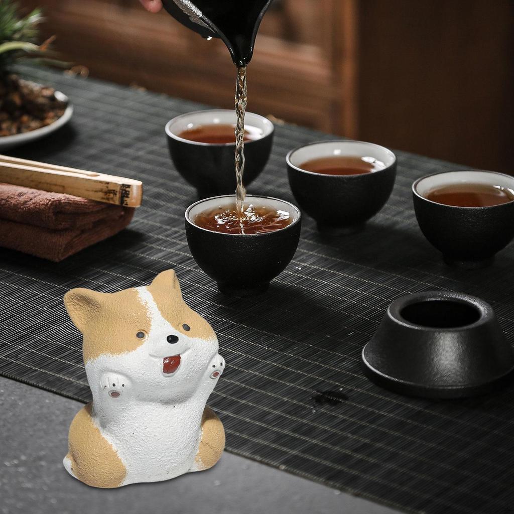 Câine Statui Mini Sculptură Animală Animal de Companie de Ceai Figurine Miniaturale Ornament de Masă pentru Dulap Raft de Cărți