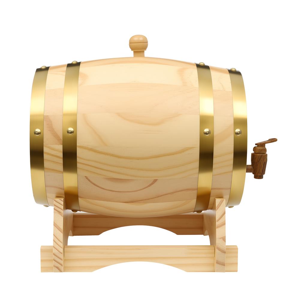 5L Pine Wood Whiskey/Beer Fermentation Barrel | Hand-Crafted Natural Wood Grain Design, Wine Storage & Party Dispensing Durable Pine Wood Construction