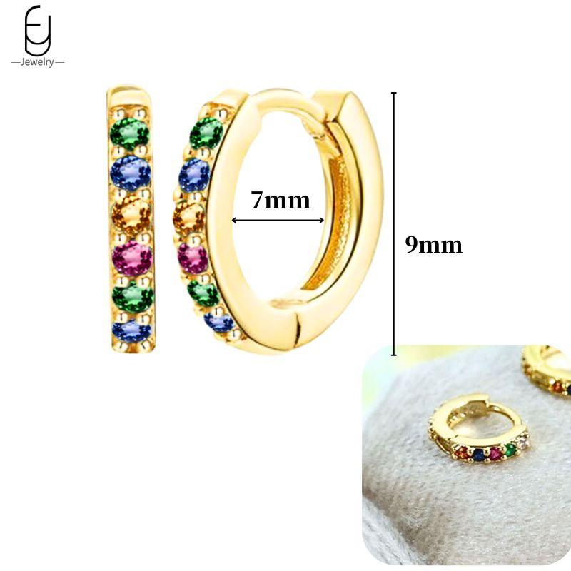 925 Silver Ear Buckles Fashion Hoop Earrings Colorful Crystal Pendants Gold Earring Premium Luxury Women's Jewelry Gift