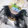 Halloween Cloak Black Feather Mesh Cloak Medium Dress Jewel Bracelet Stage Party Dance