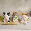 Wooden Lucky Cat Craft Decor With Cute Design For Home Office And Car Interior